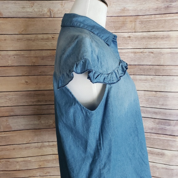 Ruffle Chambray Blouse - Picture 2 of 3